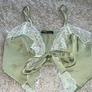 Sage Green Lace Crop Top